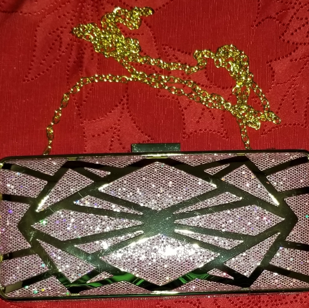 Pink Glitter Iridescent Evening Clutch Like New